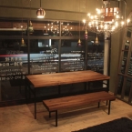 試作サンプルテーブル＆ベンチセット [ 厚さ49mmのウォールナットの天板。「贅沢」の一言です ] Thick dinig table